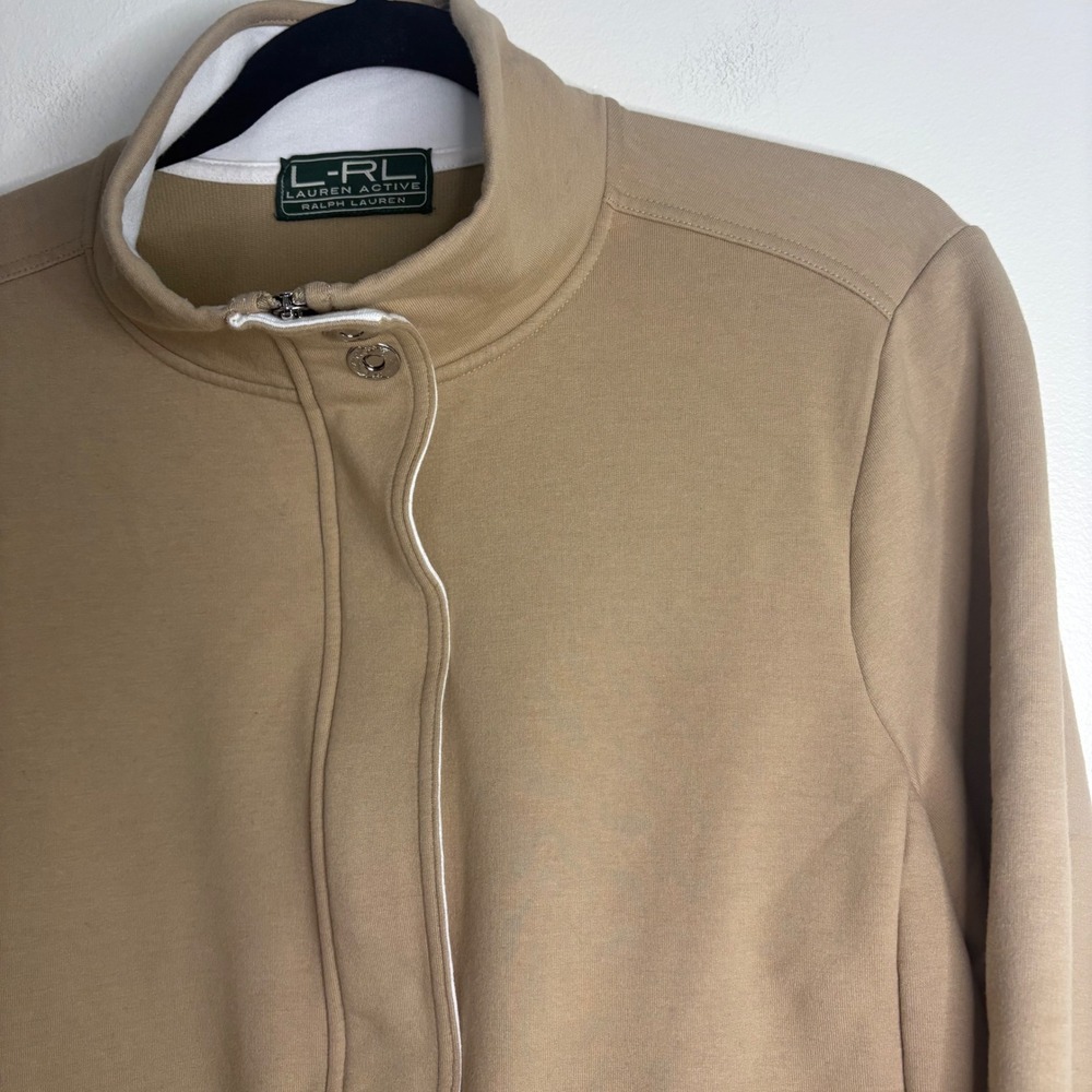 Lauren Active Ralph Lauren Women's Jacket Full Zip Mock Neck Tan M - Picture 3 of 5